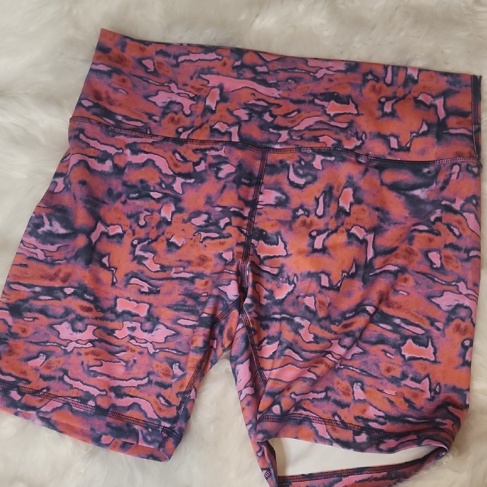 Lululemon Athletica Pink and Orange Bike Shorts with Modern Athletic Fit
